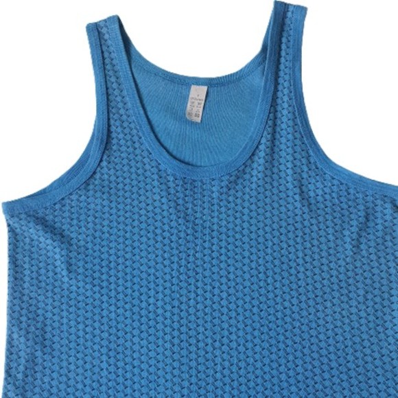 Size 12-14 Stretchy Blue & Black Pattern Vest Top - Picture 2 of 5